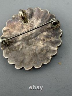 Native American Zuni Sterling Silver Brooch Pendant Signed Vendal Ester Nisha