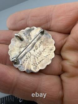 Native American Zuni Sterling Silver Brooch Pendant Signed Vendal Esther Nisha