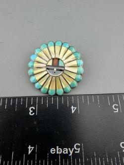 Native American Zuni Sterling Silver Brooch Pendant Signed Vendal Esther Nisha