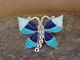 Native American Zuni Sterling Silver Inlay Butterfly Lapis Opal Pin/pendant Qu