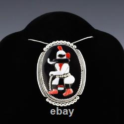Native American Zuni Sterling Silver Inlay Kachina Pin/pendant By Beverly Etsate