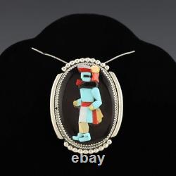 Native American Zuni Sterling Silver Inlay Kachina Pin/pendant By Beverly Etsate