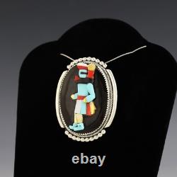 Native American Zuni Sterling Silver Inlay Kachina Pin/pendant By Beverly Etsate