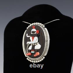 Native American Zuni Sterling Silver Inlay Kachina Pin/pendant By Beverly Etsate