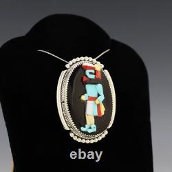 Native American Zuni Sterling Silver Inlay Kachina Pin/pendant By Beverly Etsate