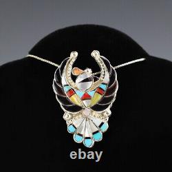 Native American Zuni Sterling Silver & Inlay Thunderbird Pin By Verdel Niiha