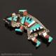 Native American Zuni Sterling Silver Mosaic Inlay Rainbow Man Pin Pendant