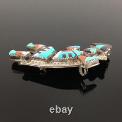 Native American Zuni Sterling Silver Mosaic Inlay Rainbow Man Pin Pendant