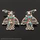 Native American Zuni Sterling Silver Multi-stone Inlay Thunderbird Pin Pair