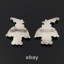 Native American Zuni Sterling Silver Multi-stone Inlay Thunderbird Pin Pair