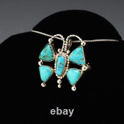 Native American Zuni Turquoise Butterfly Pendant/pin By Diane Lonjose