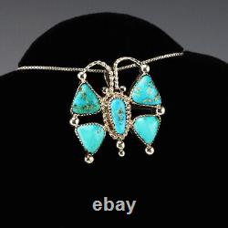 Native American Zuni Turquoise Butterfly Pendant/pin By Diane Lonjose