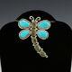 Native American Zuni Turquoise Dragonfly Pendant/pin By Diane Lonjose