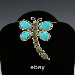 Native American Zuni Turquoise Dragonfly Pendant/pin By Diane Lonjose