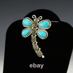 Native American Zuni Turquoise Dragonfly Pendant/pin By Diane Lonjose