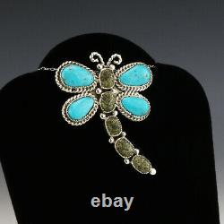 Native American Zuni Turquoise Dragonfly Pendant/pin By Diane Lonjose