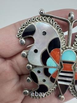 Native American Zuni Turquoise Multistone Inlaid Butterfly Pin/pendant