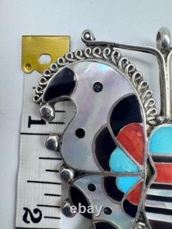 Native American Zuni Turquoise Multistone Inlaid Butterfly Pin/pendant