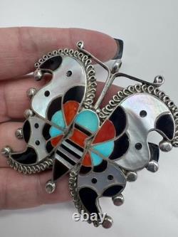 Native American Zuni Turquoise Multistone Inlaid Butterfly Pin/pendant
