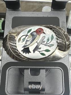 Native American Zuni Unsigned Bird Mother Of Pearl Inlay Brooch