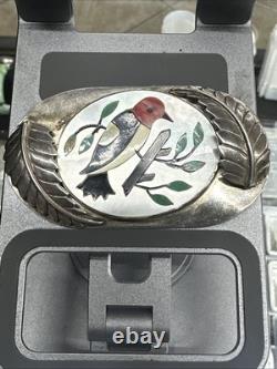 Native American Zuni Unsigned Bird Mother Of Pearl Inlay Brooch