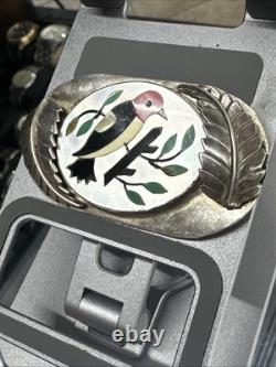 Native American Zuni Unsigned Bird Mother Of Pearl Inlay Brooch