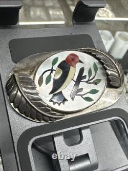 Native American Zuni Unsigned Bird Mother Of Pearl Inlay Brooch