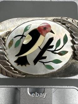 Native American Zuni Unsigned Bird Mother Of Pearl Inlay Brooch
