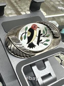 Native American Zuni Unsigned Bird Mother Of Pearl Inlay Brooch