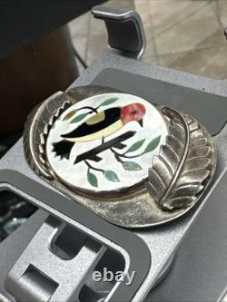 Native American Zuni Unsigned Bird Mother Of Pearl Inlay Brooch