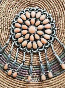 Native American Zuni angel skin coral pin/pendant. Patsy Weebothee