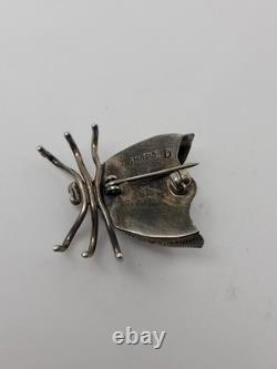 Native American bug pin turquoise sterling 1.25 inch Navajo J Delvin Vintage