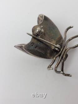 Native American bug pin turquoise sterling 1.25 inch Navajo J Delvin Vintage