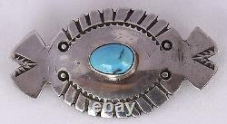 Native American sterling Turquoise pin brooch-Povi Jemu (Ray) Tafoya SANTA CLARA