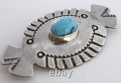 Native American sterling Turquoise pin brooch-Povi Jemu (Ray) Tafoya SANTA CLARA