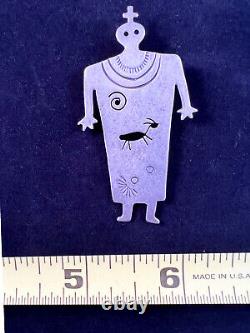 Native American sterling pin brooch or pendant with petroglyph designs
