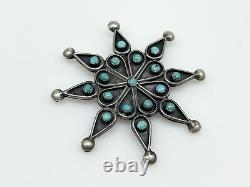 Native American sterling silver turquoise snake eye star pin brooch J22-427