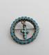 Native American Sterling Silver Zuni Vtg Petite Point Turquoise Cross Dangle Pin
