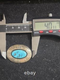 Native American turquoise sterling silver brooch signed letter p