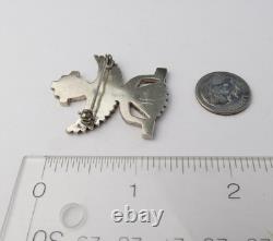 Native American vtg 1970s ish sterling silver fine knifewing turquoise pin