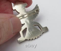 Native American vtg 1970s ish sterling silver fine knifewing turquoise pin
