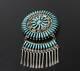 Native Americn Hopi Brooch Turquoise Sterling Silver Pin Signed