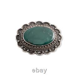 Native Fred Harvey Era Sterling Silver Turquoise Stamped Concho Pin / Brooch