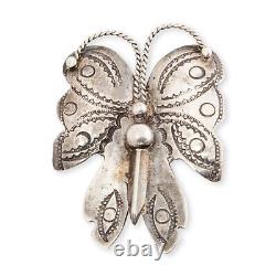 Native Old Pawn Sterling Silver Stamped Butterfly Pin / Brooch #1