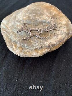 Native Road Runner Navajo Sterling Silver Stamped Old Pawn Pin Brooch 4104