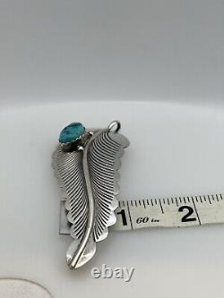 Native american sterling silver turquoise pin pendant