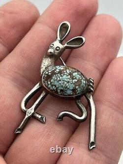 Native american turquoise sterling silver KANGAROO Pin Brooch