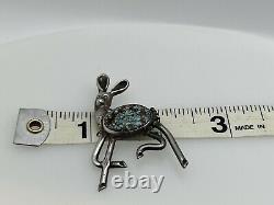 Native american turquoise sterling silver KANGAROO Pin Brooch