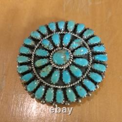 Navajo 925 Sterling Silver Turquoise Petit Point Southwest Pin Pendant LM Begay