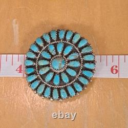 Navajo 925 Sterling Silver Turquoise Petit Point Southwest Pin Pendant LM Begay